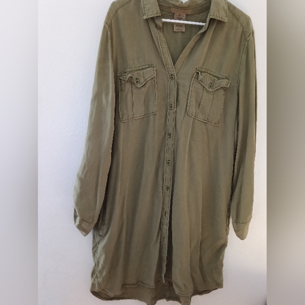 Philosophy Army Green Tencel Shirt Dress